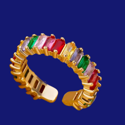 Anillo Zirconias en Baguette Arcoiris